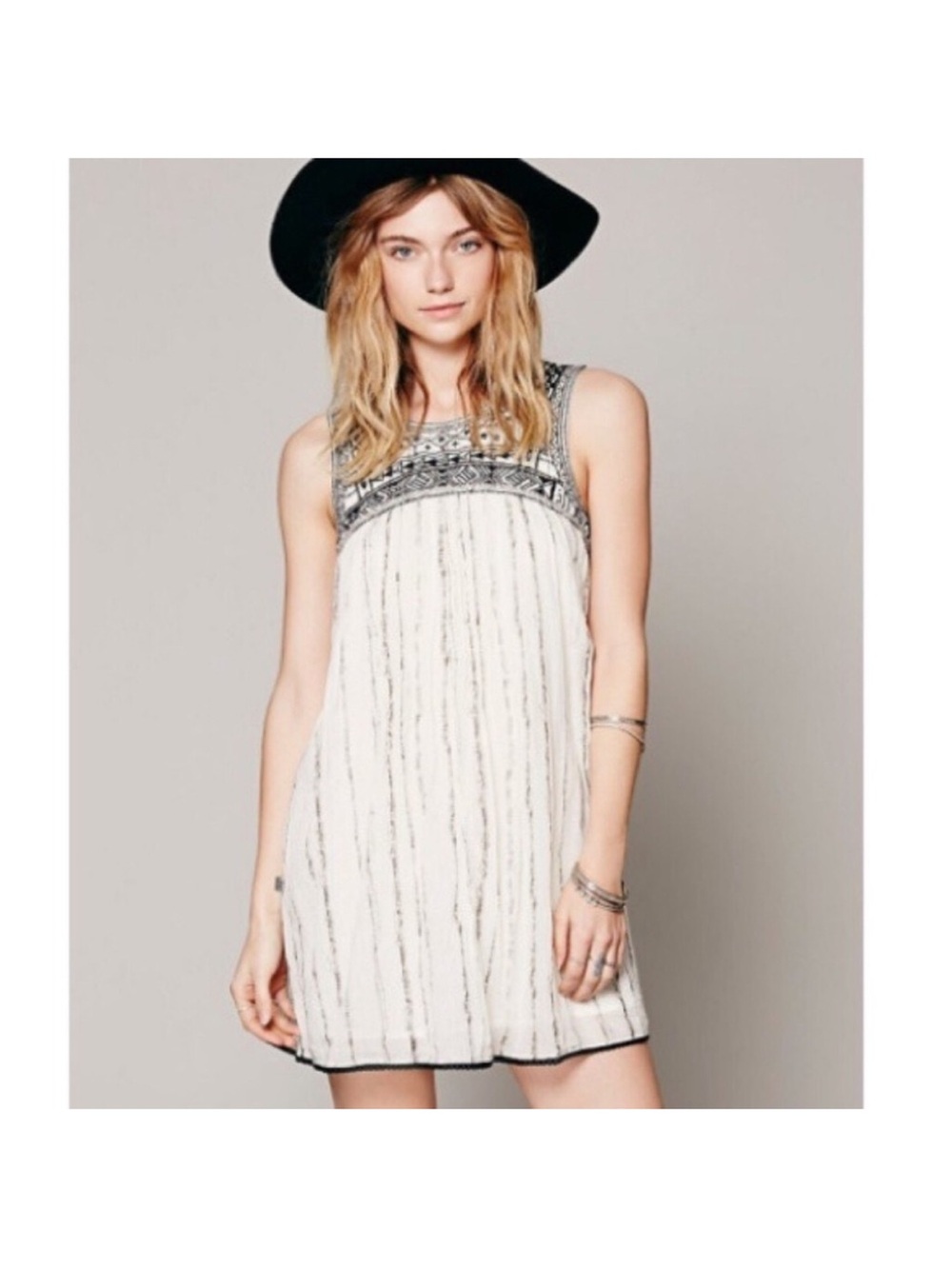 Free People Aztec Bib Beaded Mini Dress Size 0